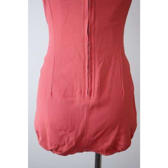 Vintage 1950s Size XS Sweetheart Draped Sheath One Piece Bathing Suit Coral Pink - Picture 9 of 10